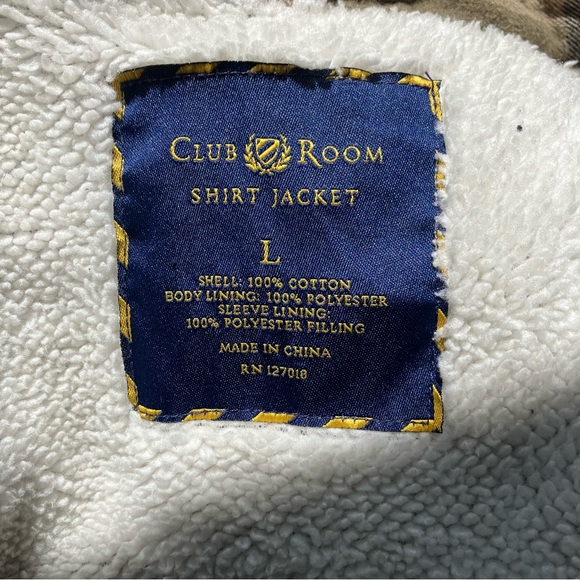 Men’s Club Room Green Plaid Fleece Lined Shirt Jacket size Large - Picture 6 of 6